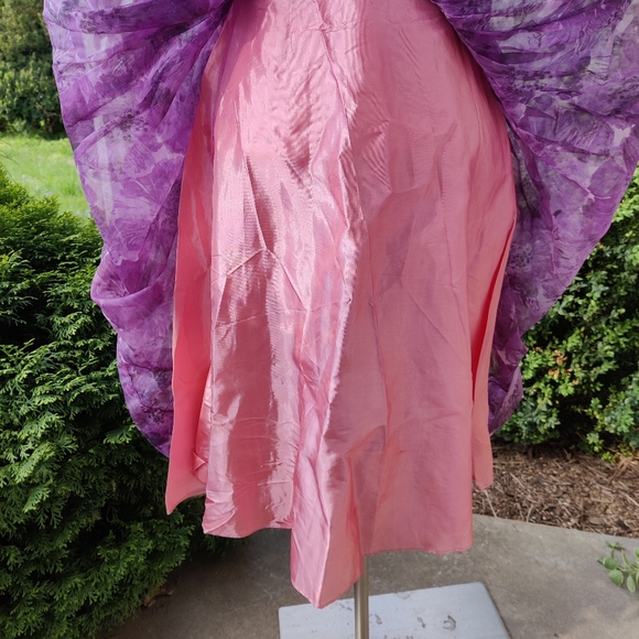 XXS XS 50s 60s Purple Floral Garden Party Dress - Picture 12 of 16